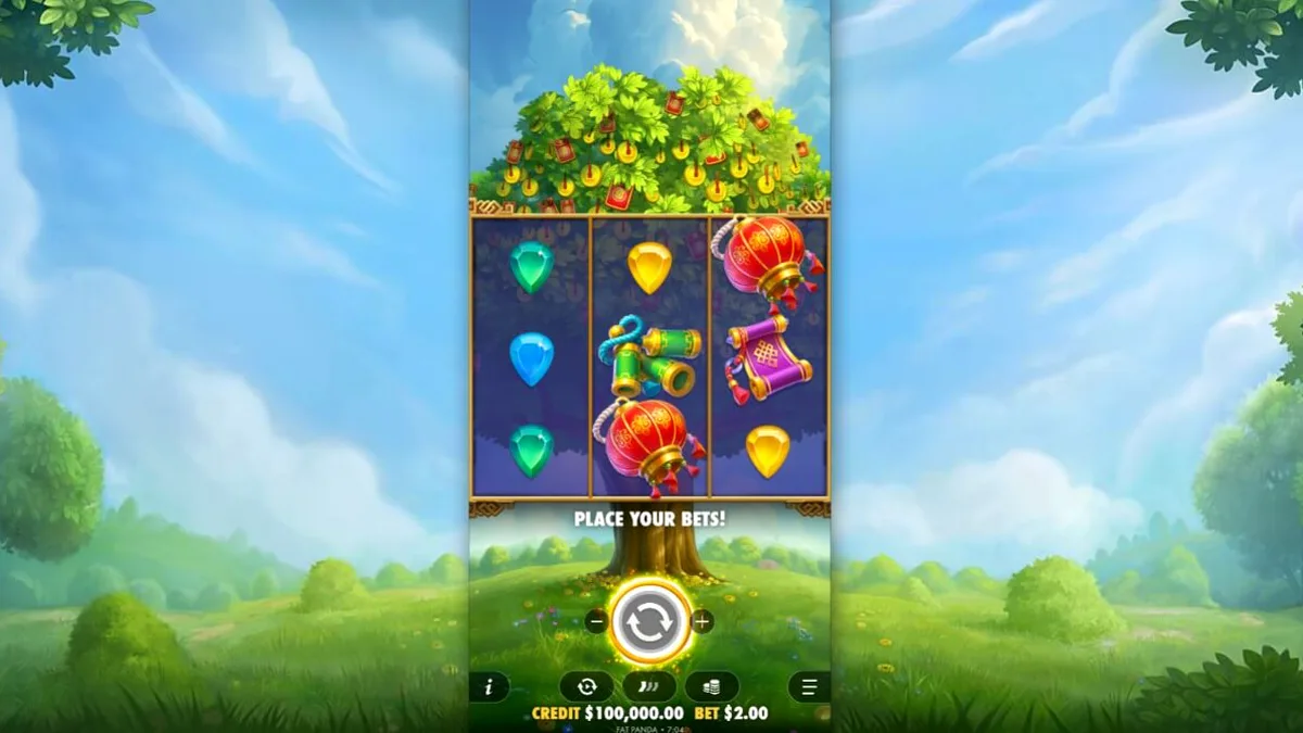 Lucky Fortune Tree slot gameplay interface dengan tema Asia